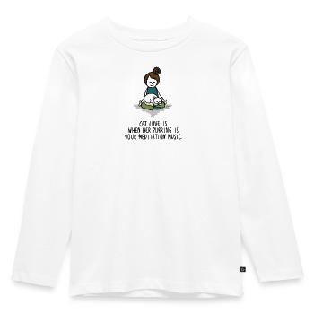 L’amour du chat est un ronronnement de méditation musique - Yoga Katze - T-shirt manches longues Premium Enfant - blanc - Devant - AI Model Kid Female (0cm)
