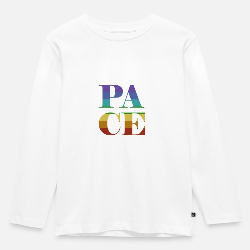 Pace in großen bunten Buchstaben - Kinder Premium Bio Langarmshirt - Weiß