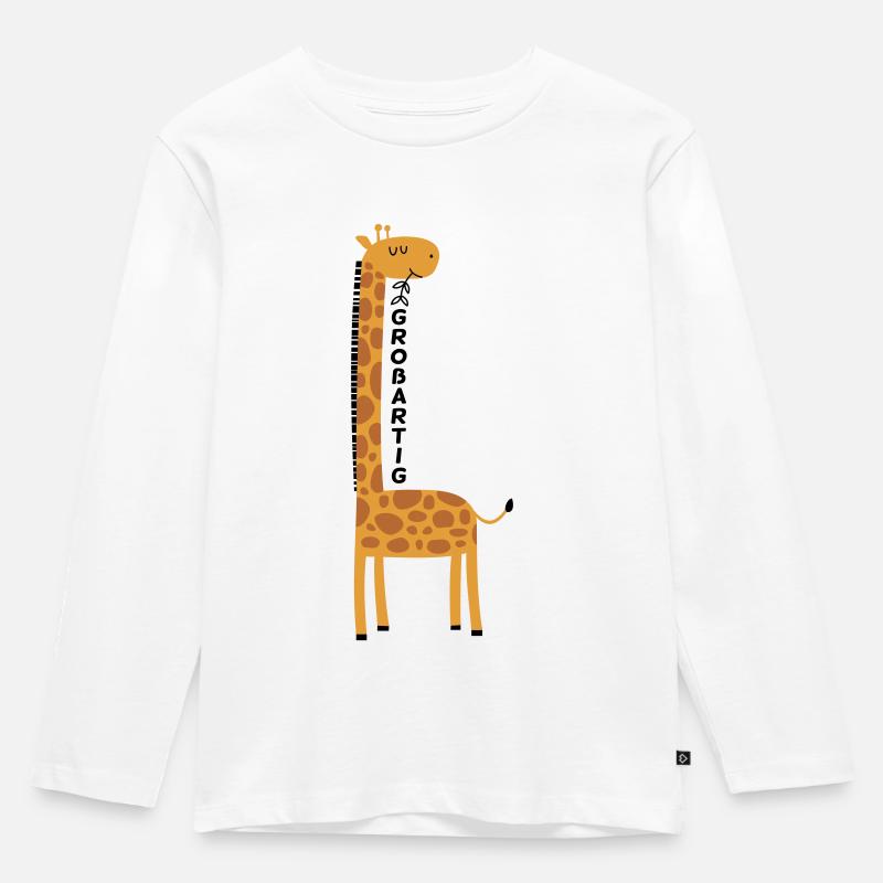 Giraffe großartig - Kinder Premium Bio Langarmshirt - Weiß