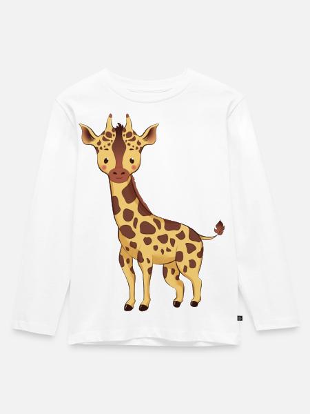 Giraffe - Kinder Premium Bio Langarmshirt - Weiß