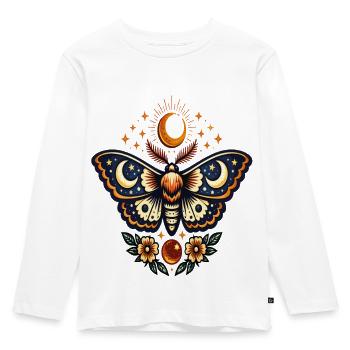 Lunar butterfly and stellar flowers - Kids' Premium Longsleeve Shirt - white - Front - AI Model Kid Female (0cm)