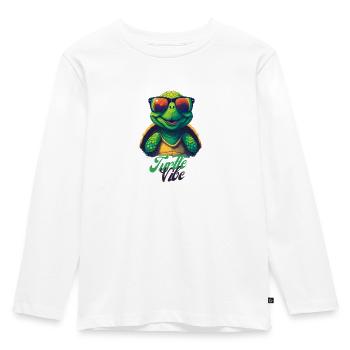 Turtle Vibe: Cool und lässig mit Sonnenbrille - Kinder Premium Bio Langarmshirt - Weiß - Vorne - AI Model Kid Female (0cm)