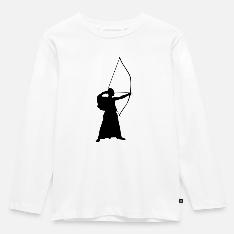 Kyudo - Japanisches Bogenschießen - Kinder Premium Bio Langarmshirt - Weiß