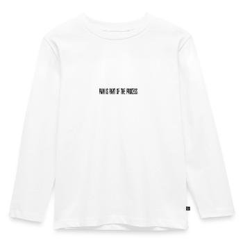 Schmerz ist Teil des Prozesses - Kinder Premium Bio Langarmshirt - Weiß - Vorne - AI Model Kid Female (0cm)