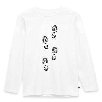 Shoes, Shoe Print, Hiking - Kids' Premium Longsleeve Shirt - white - Front - AI Model Kid Female (0cm)