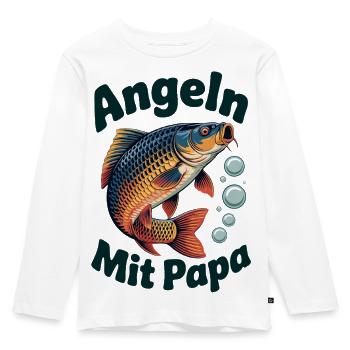 Angeln mit Papa Karpfen für junge Angler - Kinder Premium Bio Langarmshirt - Weiß - Vorne - AI Model Kid Female (0cm)