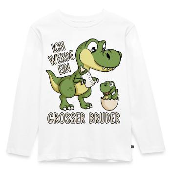 Dinosaurier Dino Baby Ich werde ein großer Bruder - Kinder Premium Bio Langarmshirt - Weiß - Vorne - AI Model Kid Female (0cm)