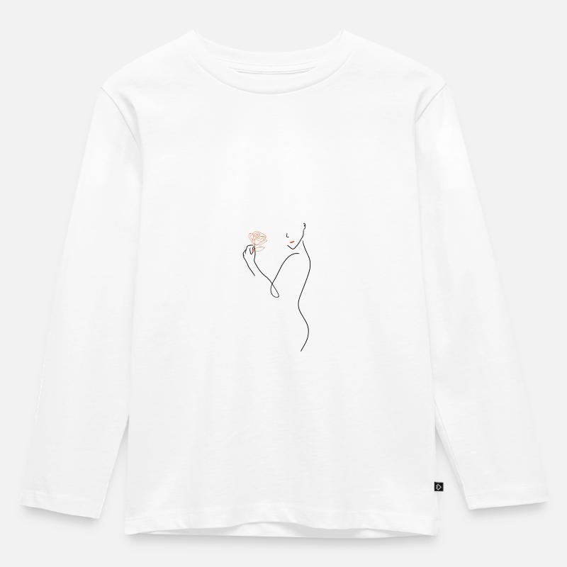 Female Figure Drawing - Kinder Premium Bio Langarmshirt - Weiß
