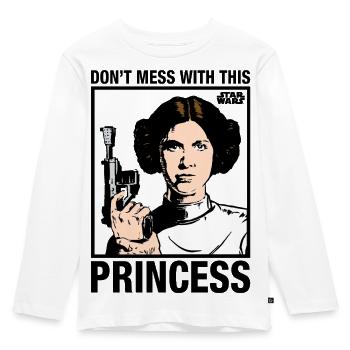 Star Wars Prinzessin Leia Mit Spruch  - Kinder Premium Bio Langarmshirt - Weiß - Vorne - AI Model Kid Female (0cm)