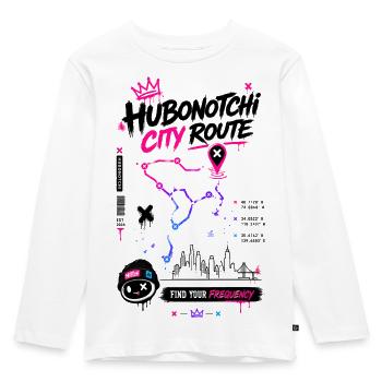 Hubonotchi Neon City Route Frequency - Kids' Premium Longsleeve Shirt - white - Front - AI Model Kid Female (0cm)