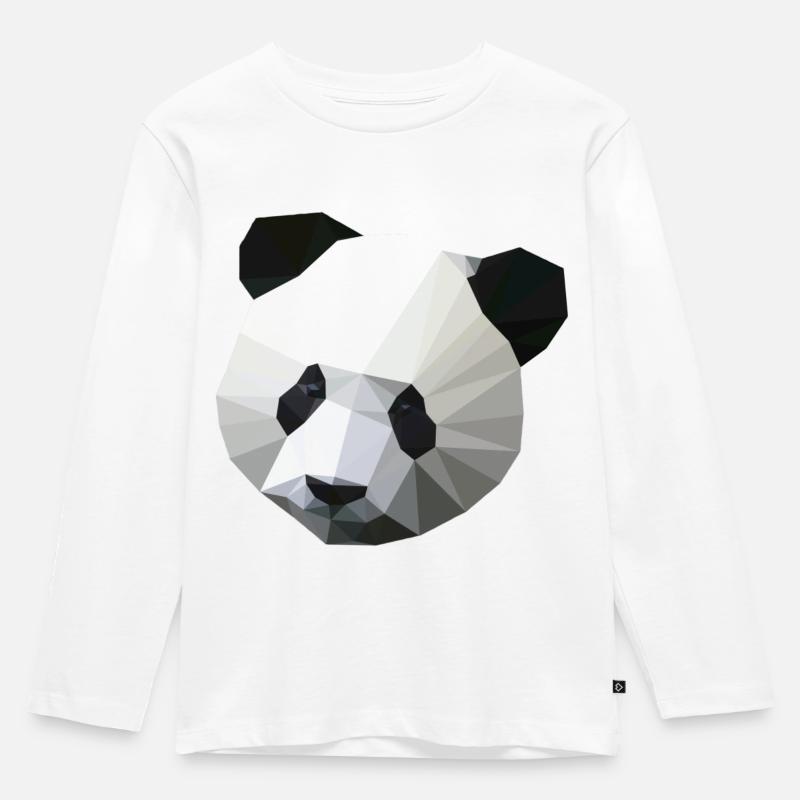 Polygon Panda - Kinder Premium Bio Langarmshirt - Weiß