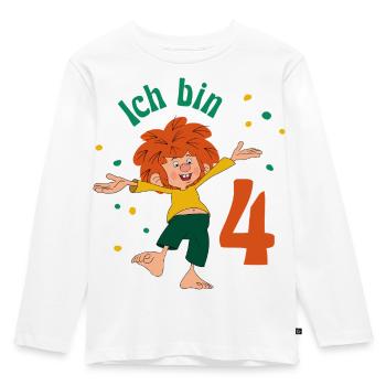 Pumuckl Ich Bin Vier Geburtstagsmotiv - Kinder Premium Bio Langarmshirt - Weiß - Vorne - AI Model Kid Female (0cm)