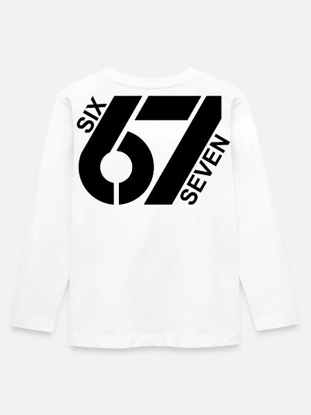 Six Seven 67 Jugendwort Meme Design - Kinder Premium Bio Langarmshirt - Weiß