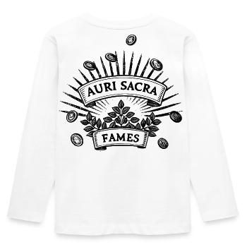 Auri sacra fames  Cursed hunger for gold - Kids' Premium Longsleeve Shirt - white - Back - AI Model Kid Female (0cm)