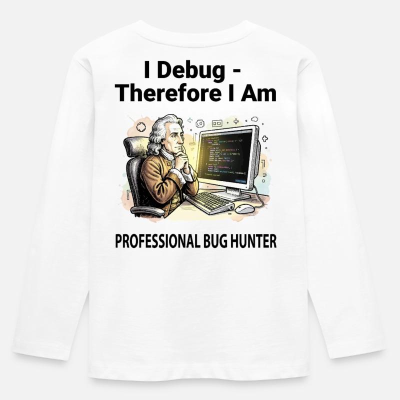 Retro Scholar at Coding Console - light background - Kids' Premium Longsleeve Shirt - white