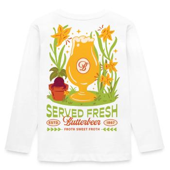 Harry Potter Butterbeer Served Fresh Estd. 1867 - Kids' Premium Longsleeve Shirt - white - Back - AI Model Kid Female (0cm)
