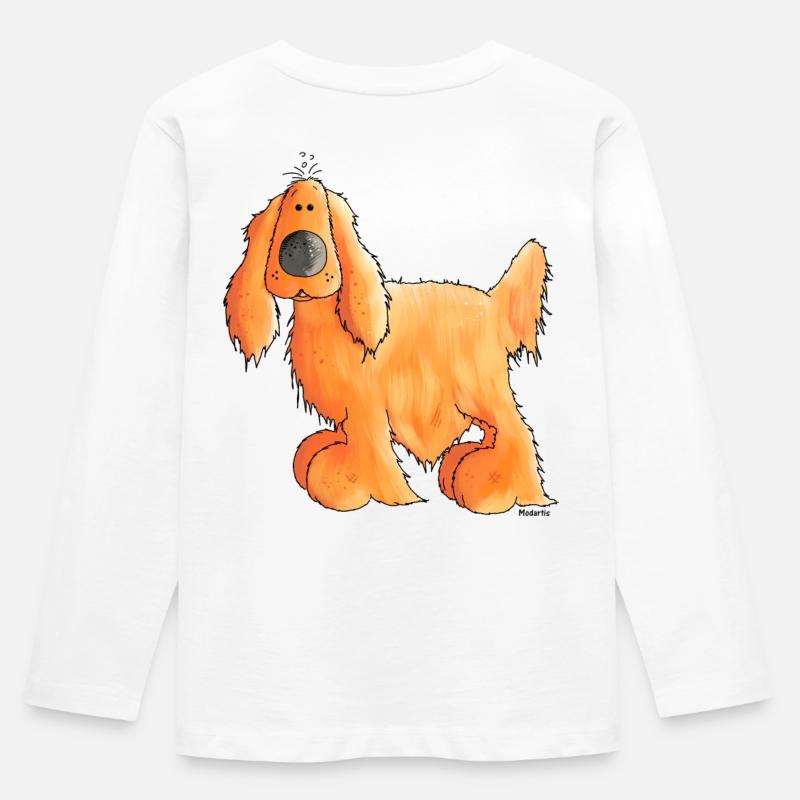 Goldiger Cocker Spaniel - Hund - Kinder Premium Bio Langarmshirt - Weiß