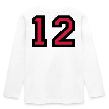 The number 12 - number twelve - Kids' Premium Longsleeve Shirt - white - Back - AI Model Kid Female (0cm)