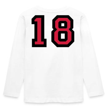 Le numéro 18 - numéro dix-huit - T-shirt manches longues Premium Enfant - blanc - Dos - AI Model Kid Female (0cm)