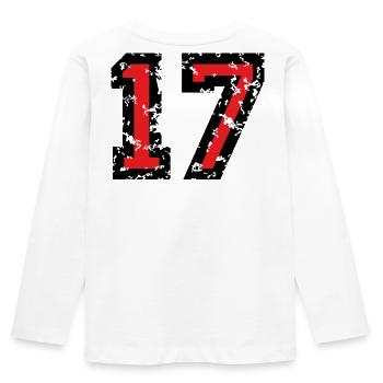 The Number Seventeen - No. 17 (two-color) red - Kids' Premium Longsleeve Shirt - white - Back - AI Model Kid Female (0cm)