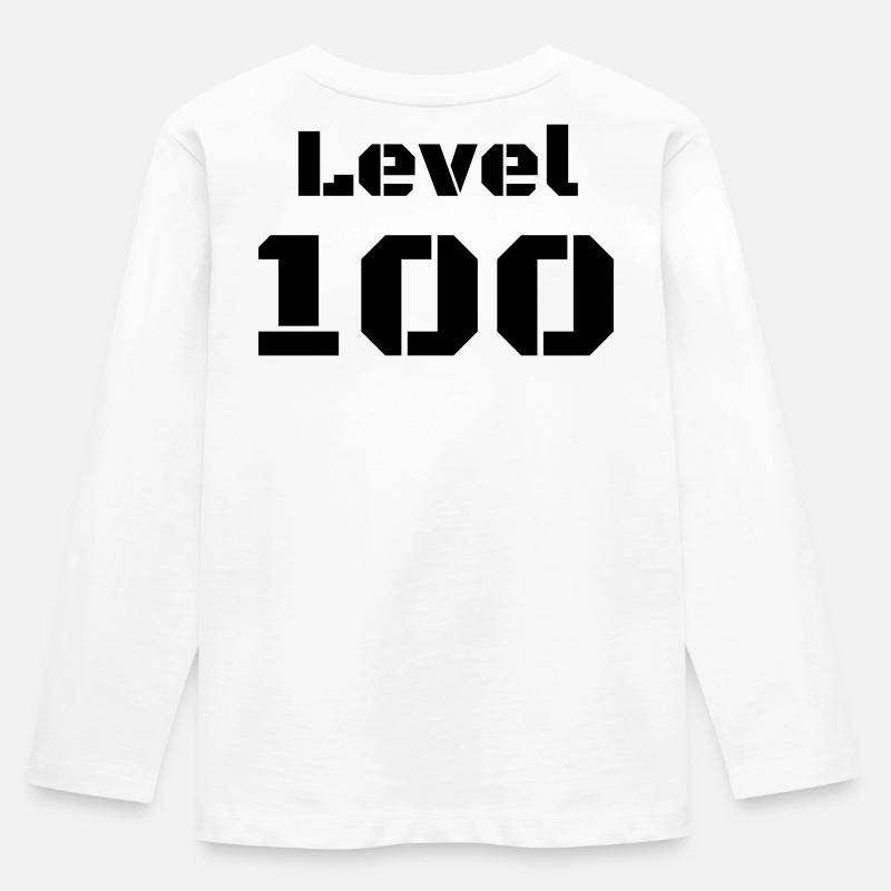Level 100 - Kinder Premium Bio Langarmshirt - Weiß