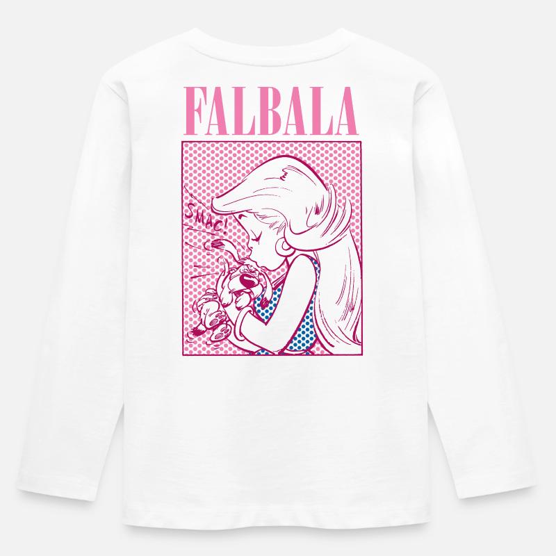 Asterix & Obelix Falbala Küsst Idefix - Kinder Premium Bio Langarmshirt - Weiß
