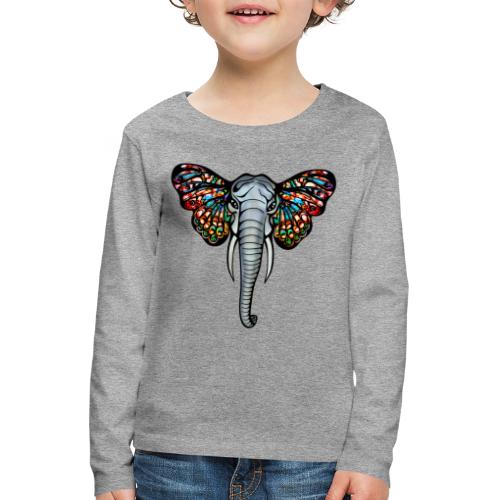 Elefant mit Schmetterling Ohren, Afrika, Tiere - Kinder Premium Langarmshirt