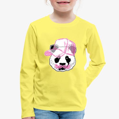 Panda - Pink - Cap - Mustache - Kinder Premium Langarmshirt