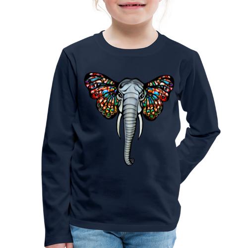 Elefant mit Schmetterling Ohren, Afrika, Tiere - Kinder Premium Langarmshirt