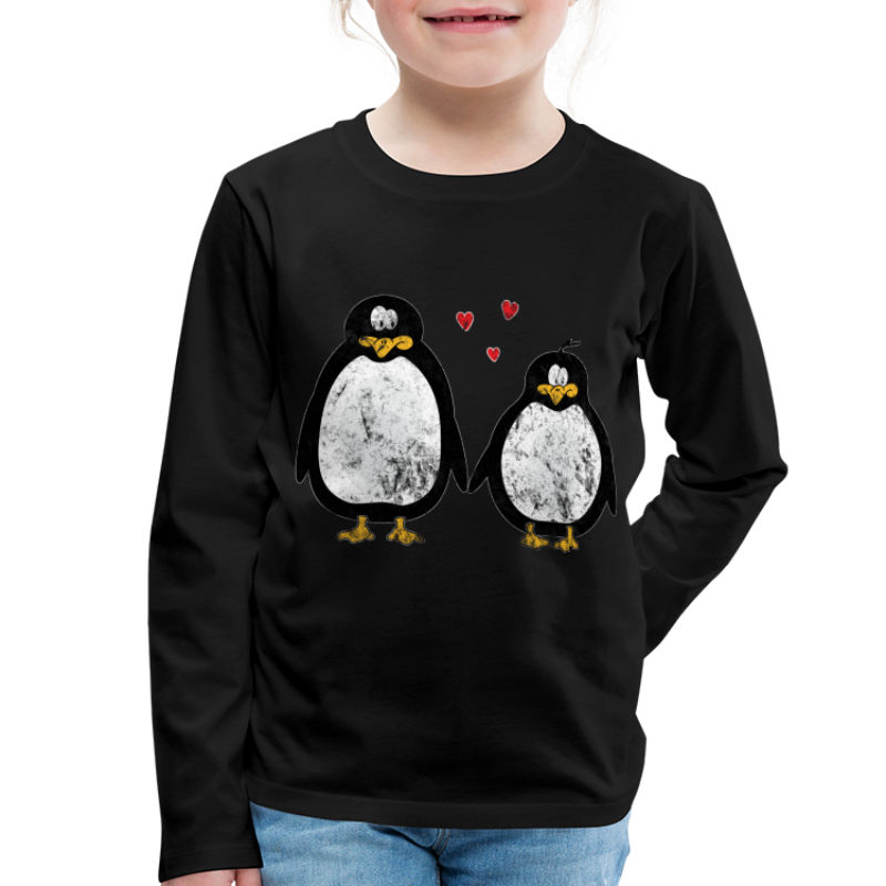 verliebte Pinguine Liebespaar. Geschenk der Liebe - Kinder Premium Langarmshirt