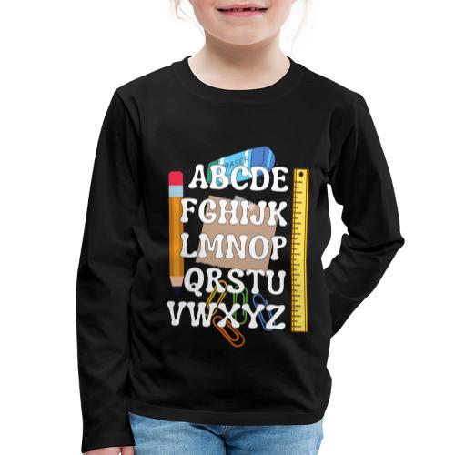 Takaisin kouluun Aakkospaita - Lasten premium pitkähihainen t-paita