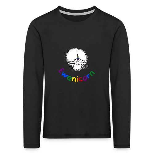 Ewenicorn (regnbågext i svart upplaga) - Långärmad premium-T-shirt barn