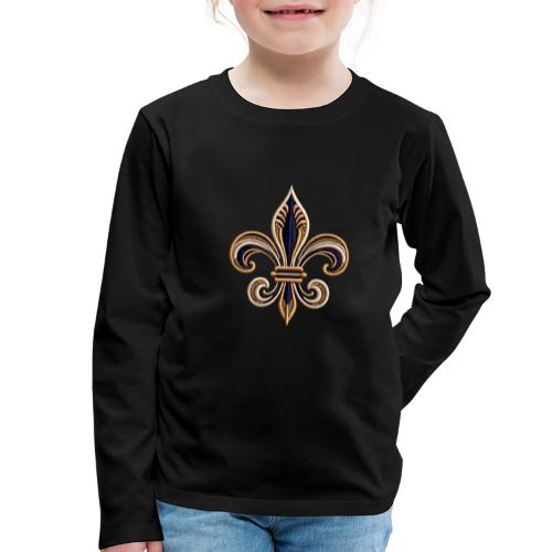 Elegant Fleur-de-Lis Embroidery Tee - Kids' Premium Longsleeve Shirt