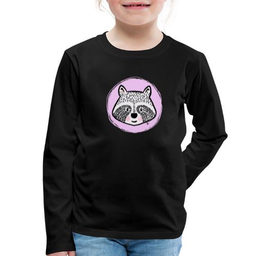 Sød vaskebjørn - Portræt - Børne premium T-shirt med lange ærmer