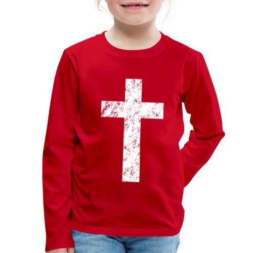 Cruz cristiana con un efecto desgastado - Camiseta de manga larga premium niño