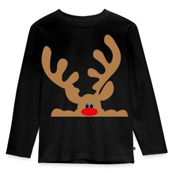 elch - Kinder Premium Bio Langarmshirt - Schwarz - Vorne - AI Model Kid Male (0cm)