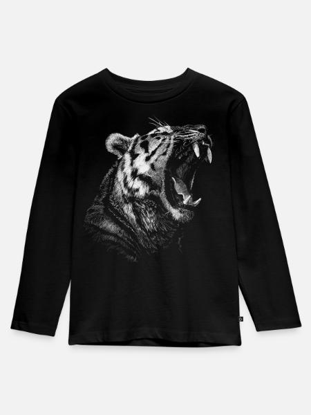 Tiger - Kinder Premium Bio Langarmshirt - Schwarz