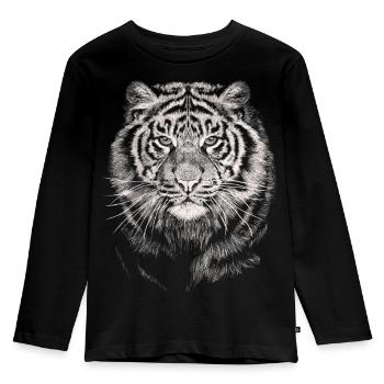 Tiger - Kinder Premium Bio Langarmshirt - Schwarz - Vorne - AI Model Kid Male (0cm)