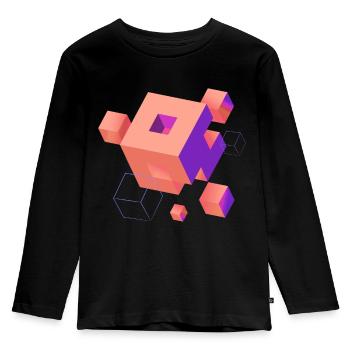 würfel escher space nerd 3d ki geek cool pc techie - Kinder Premium Bio Langarmshirt - Schwarz - Vorne - AI Model Kid Male (0cm)
