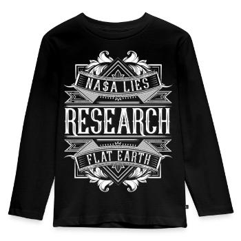 Flat Earth - Research Flat Earth - Kids' Premium Longsleeve Shirt - black - Front - AI Model Kid Male (0cm)
