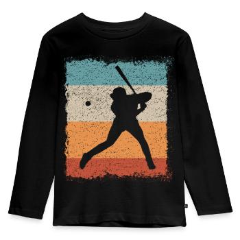 Baseball Baseball Player Baseball Bat - Kids' Premium Longsleeve Shirt - black - Front - AI Model Kid Male (0cm)