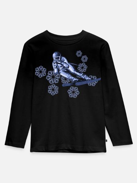 ski - Kinder Premium Bio Langarmshirt - Schwarz