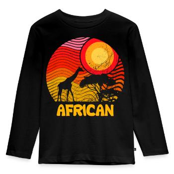 AFRICAN Giraffe Sun Savannah - Design - T-shirt manches longues Premium Enfant - noir - Devant - AI Model Kid Male (0cm)
