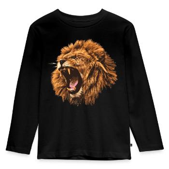 brüllender Löwe Geschenk - Kinder Premium Bio Langarmshirt - Schwarz - Vorne - AI Model Kid Male (0cm)