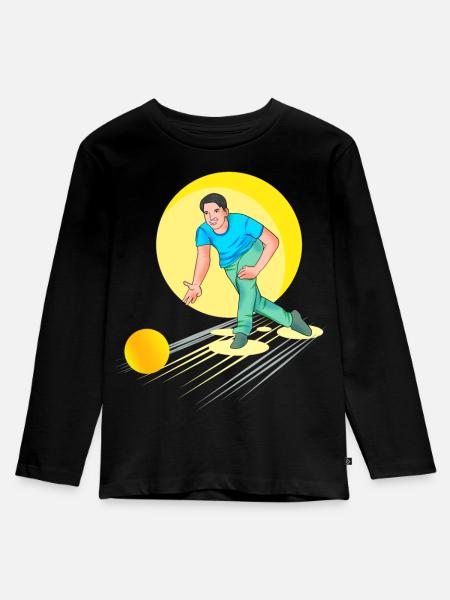 Bowling - Bowler - Kinder Premium Bio Langarmshirt - Schwarz