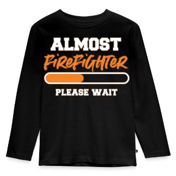 fire Department - Kids' Premium Longsleeve Shirt - black - Front - AI Model Kid Male (0cm)