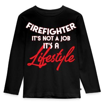 fire Department - Kids' Premium Longsleeve Shirt - black - Front - AI Model Kid Male (0cm)