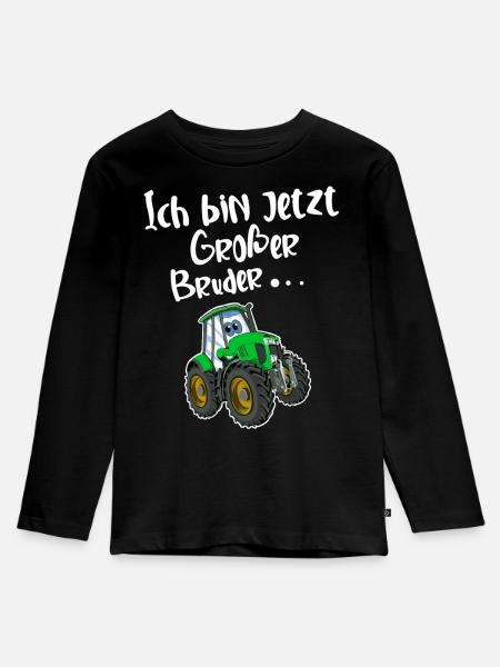 Ich Bin Jetzt Großer Bruder - Kinder Premium Bio Langarmshirt - Schwarz