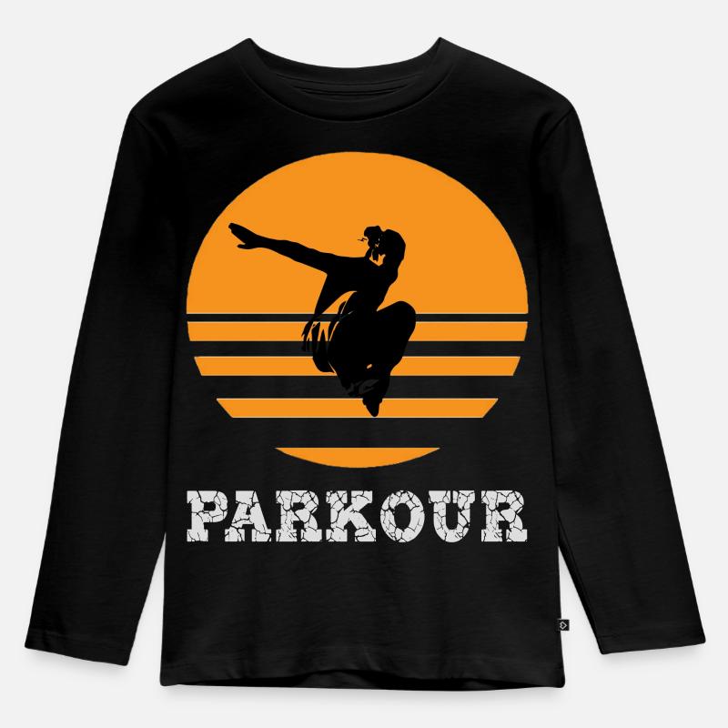 Parkour - Kinder Premium Bio Langarmshirt - Schwarz