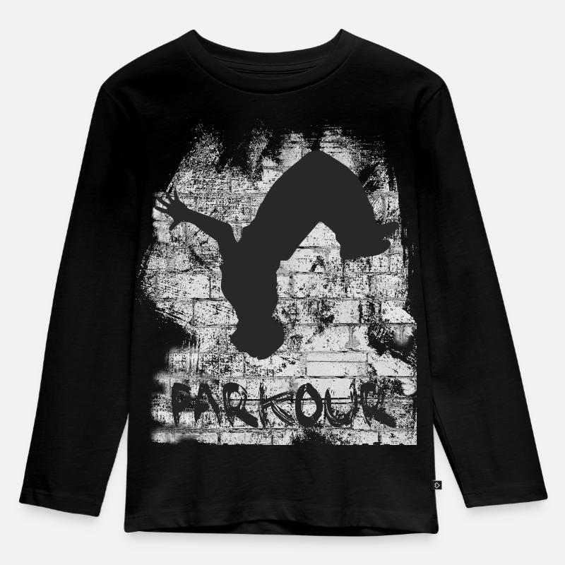 Parkour - Kinder Premium Bio Langarmshirt - Schwarz